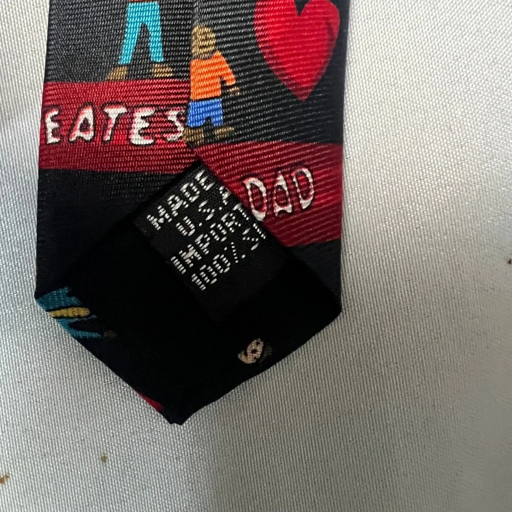 Save the Children Collection Black Necktie World's Greatest Dad Fathers Day Gift